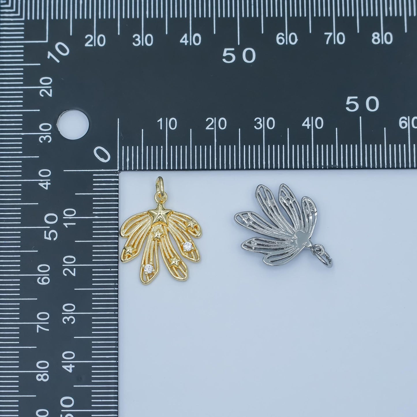 Gold Shooting Star Charms, 18K Gold Filled Starburst Pendant, Silver Firework Charm Necklace Bracelet for Jewelry Making Supplies E-425