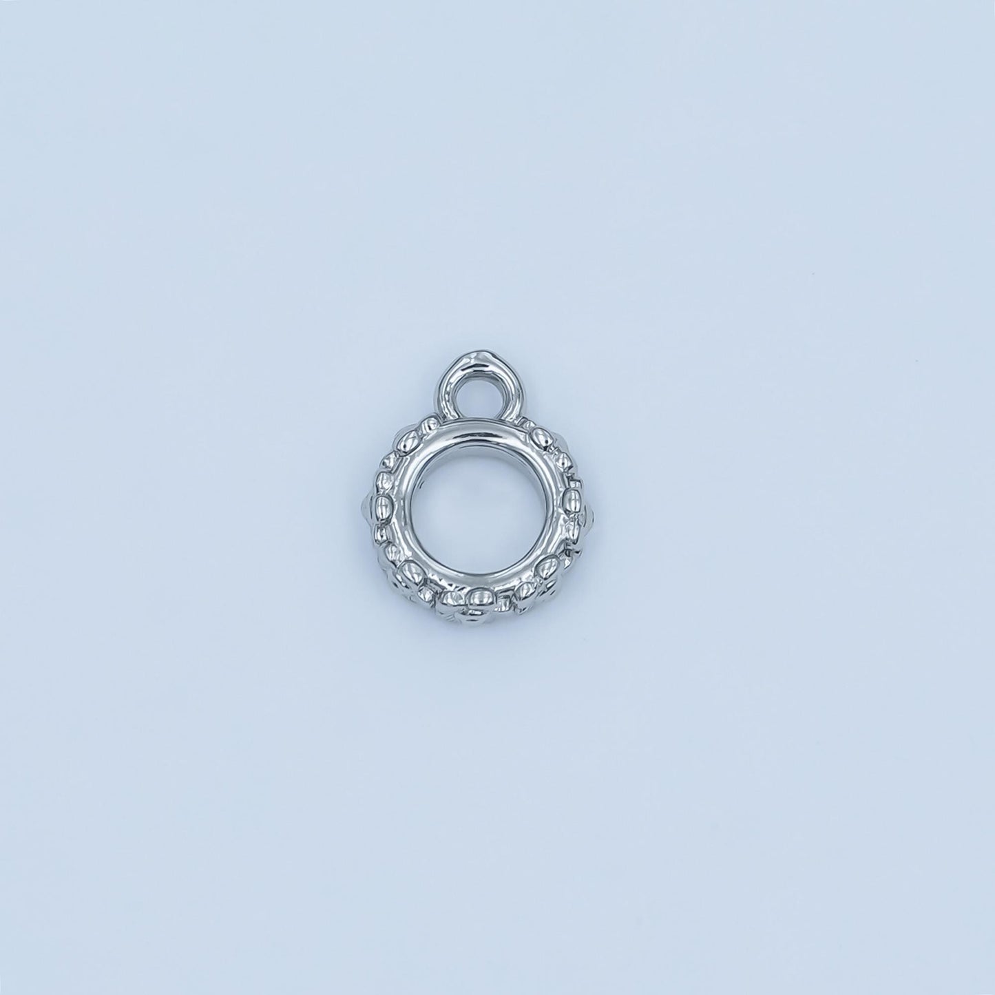 Gold Beaded silver bail charm holder spacer with loop round bead spacer with closed link for cord slider bails spacer ring Z-1103