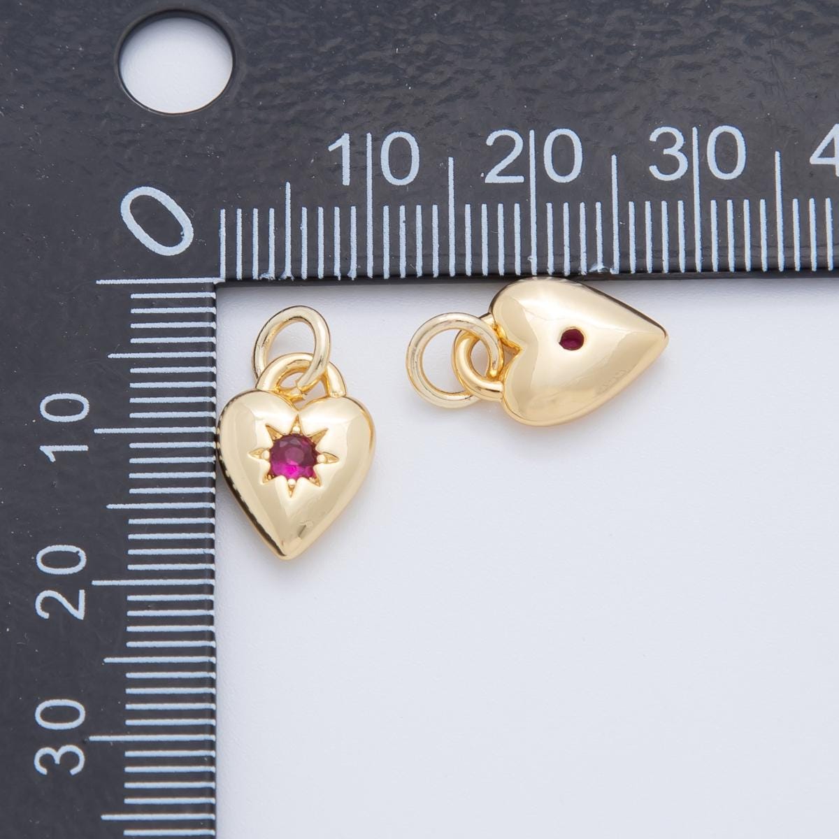 Mini gold heart charm Pink Heart CZ pendant for necklace bracelet earring component Valentine Jewelry Inspired AF-710