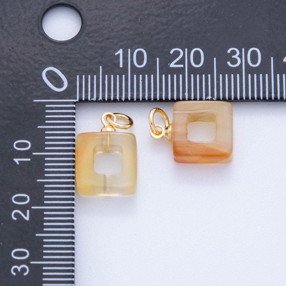 Mini 18K Gold Filled Citrine Open Square Charm Pendant for DIY Jewelry, Bracelets, Necklaces, and Craft Supplies AG-295