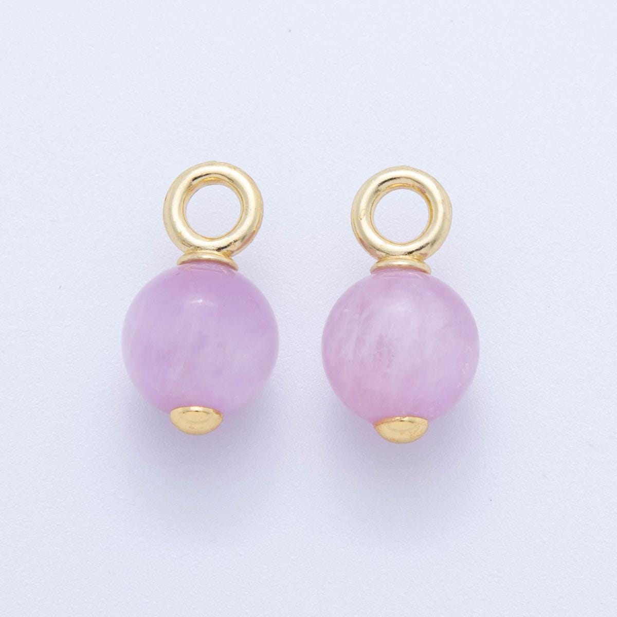 18k gold filled Round Ball gemstone drop pendant beaded charm | AF-376