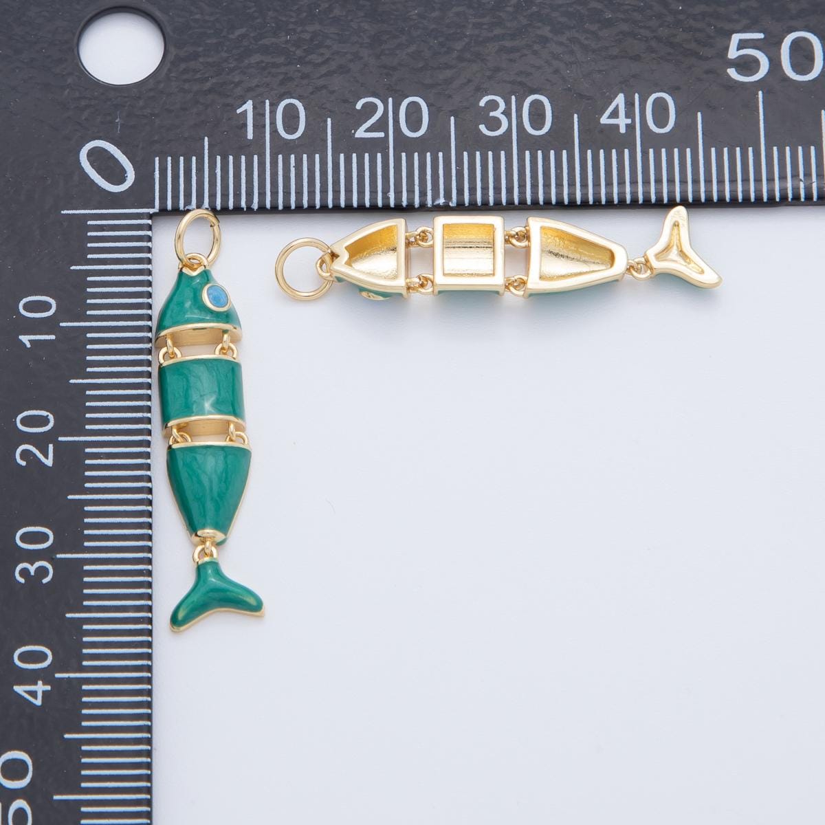 Colorful Enamel Sardines Fish 18k Gold Filled Moveable Fish Beach Under the Sea Animal Charm | AF403