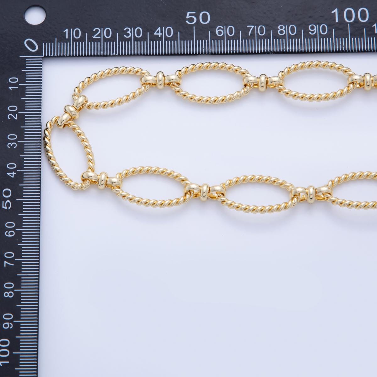 16K Gold Filled Twisted Rope Oval Figure Eight Link Unfinished Chain by Yard | Roll-1580