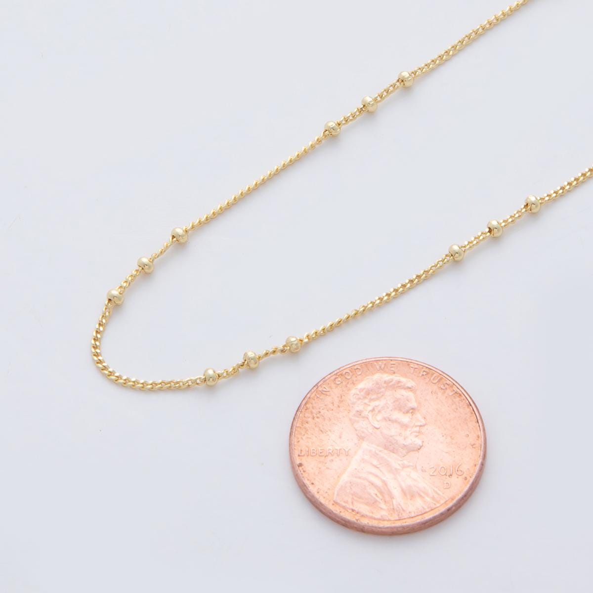 16K Gold Filled 1.7mm Curb Satellite Unfinished Chain by Yard | Roll-1564