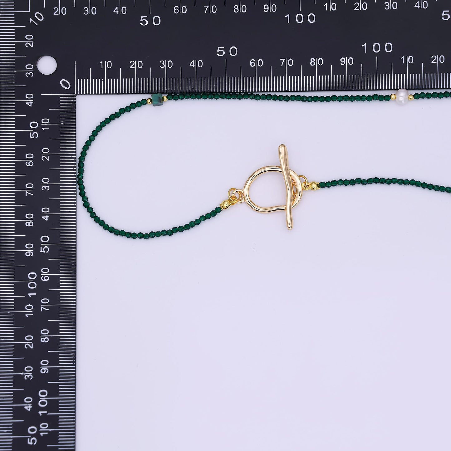 24K Gold Filled 3mm Shell Pearl Green Aventurine Crystal Gemstone 40 Inches Necklace | WA-3086