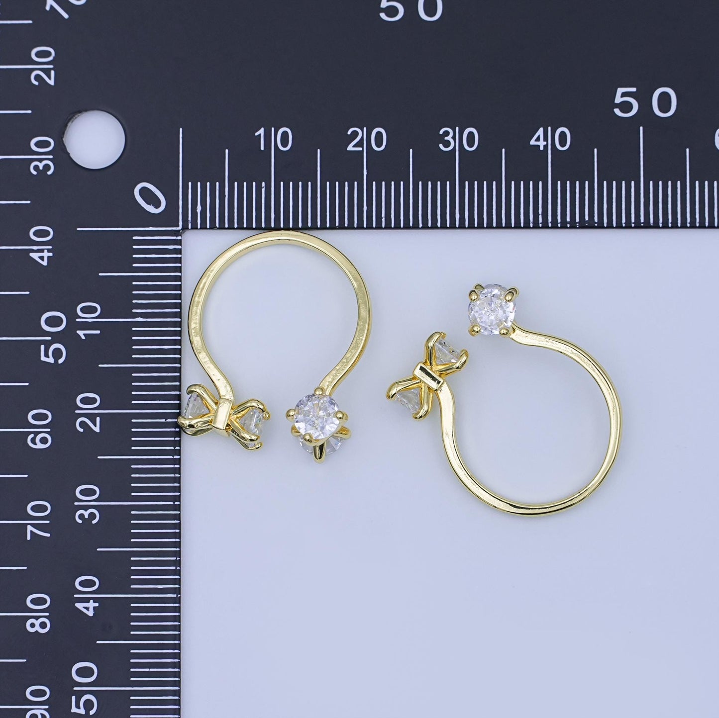 24K Gold Filled Clear CZ Claw Wrap Ring | O1435