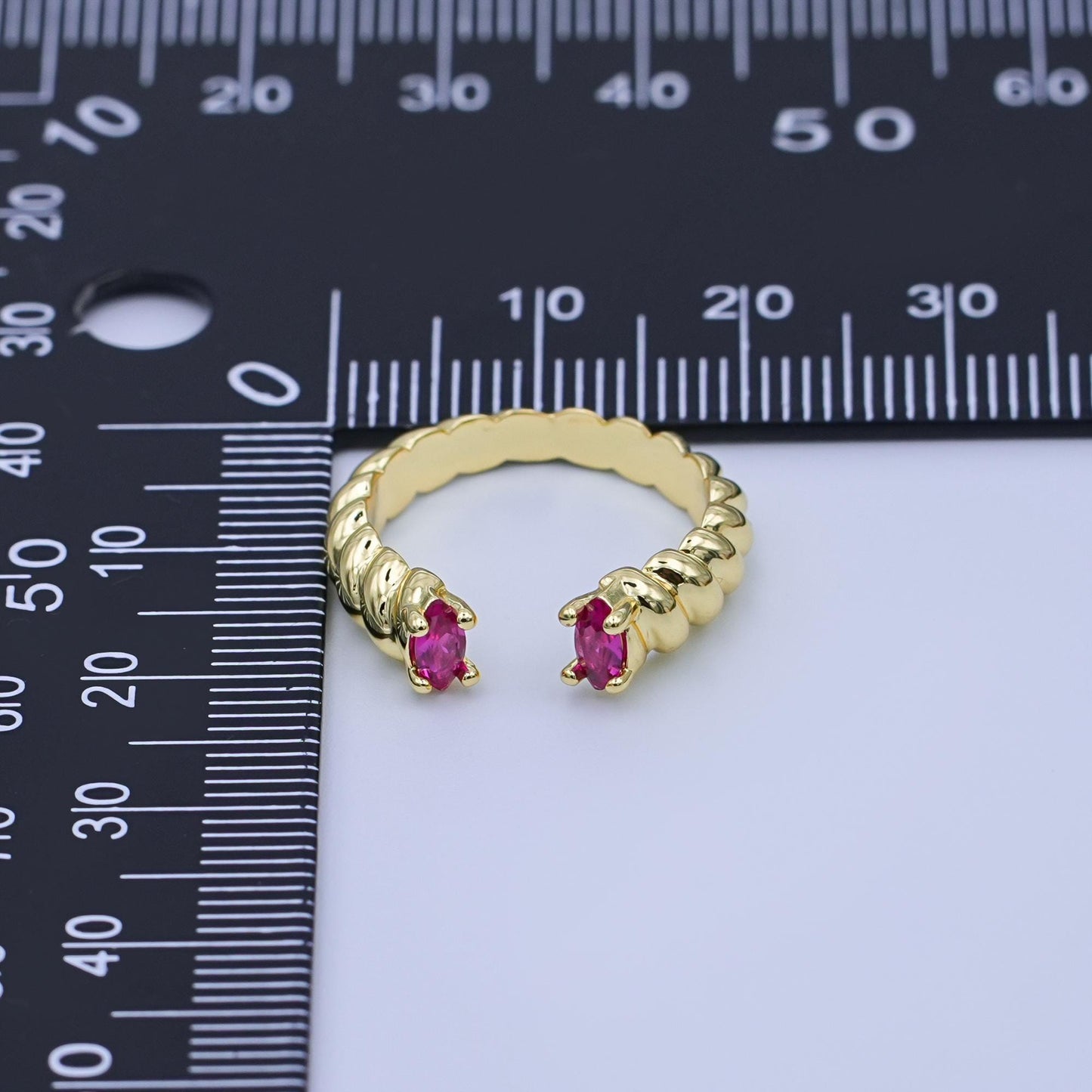24K Gold Filled Fuchsia CZ Croissant Wrap Ring | O1072