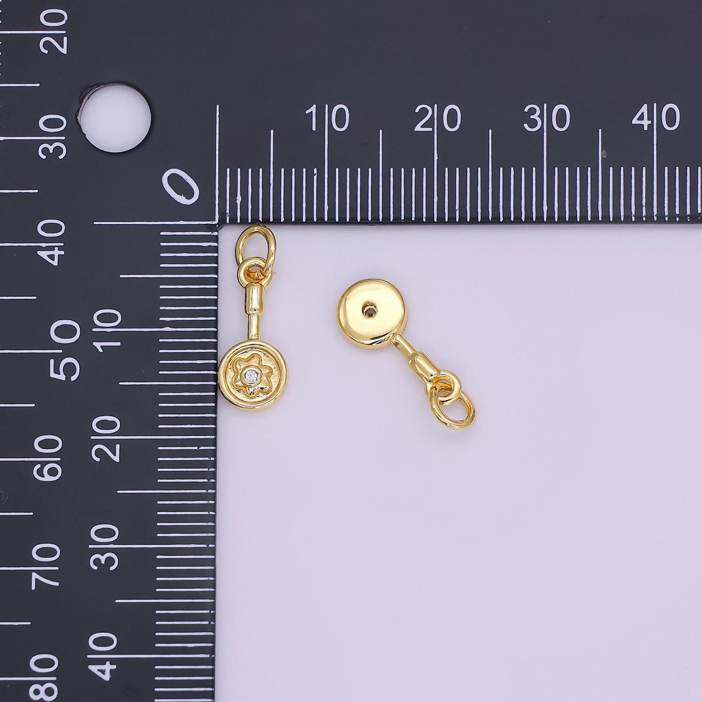 24K Gold Filled CZ Daisy Flower Handle Charm | H240
