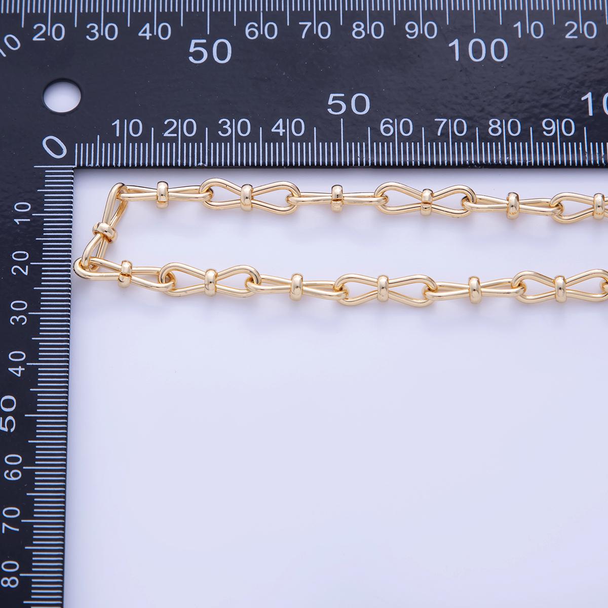 Stainless Steel Geometric Figure Eight Ribbon Bow Unfinished Chain by Yard | Roll-1572