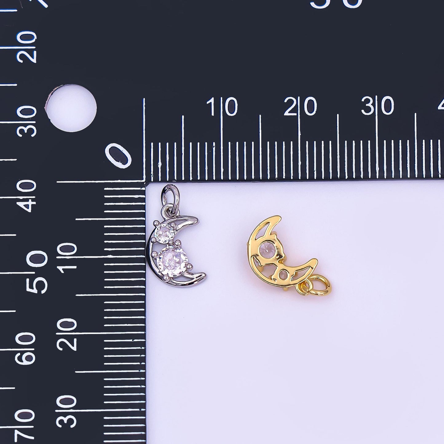 Mini Gold Moon Pendant 24K Gold Filled Charm Silver Crescent Moon DIY Celestial Bracelet Necklace Jewelry Making Findings Supply AF-492
