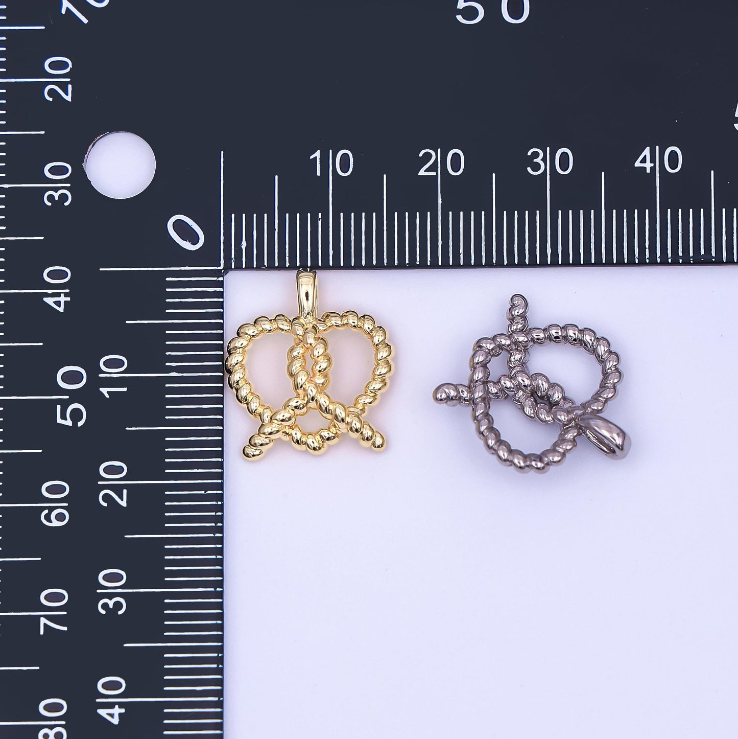 Mini Twisted Rope Heart Minimalist 3D Pretzel Charm French Pastry 24K Gold Filled Food Charm for Bracelet Necklace Earring Charm | AH-465