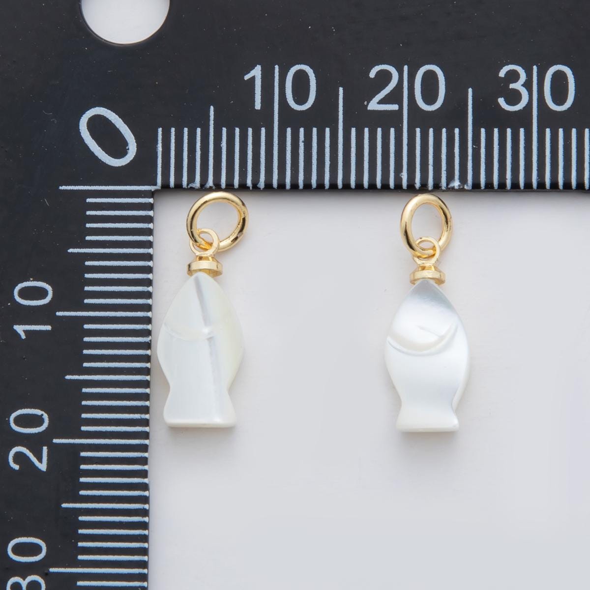 18K Gold Filled White Shell Pearl Fish Charm | M860