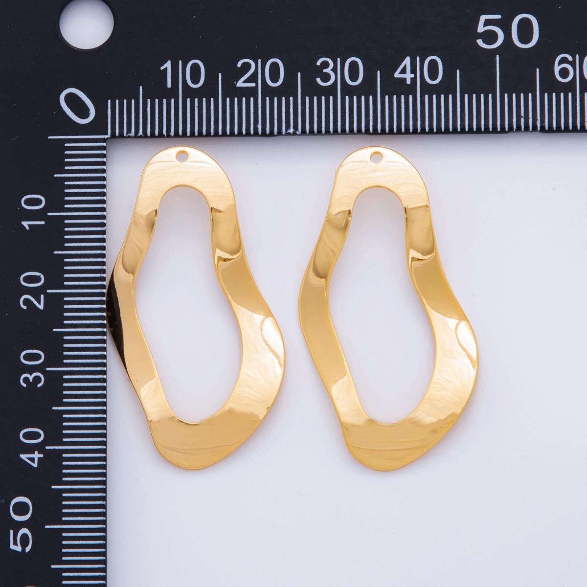 Dainty Gold Molten Abstract Charms Geometric Oblong Gold Earring Findings Dangle Charm for Earring Components DIY Jewelry Making Z-1179