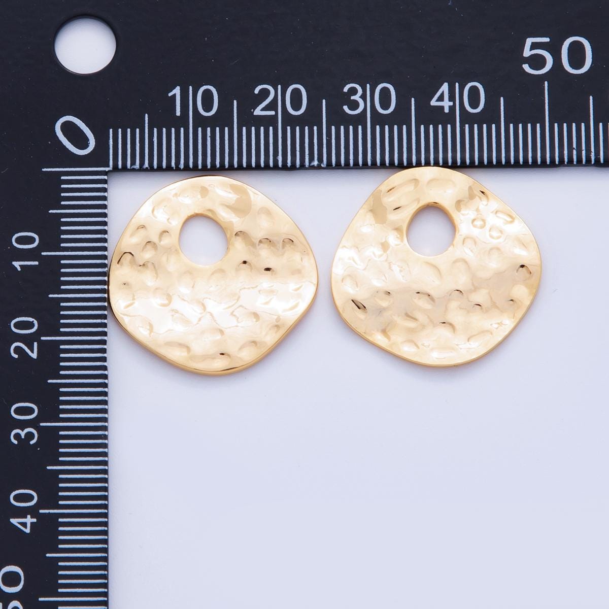 Gold Hammered Open Circle Charms – Organic Irregular Disc Earring Findings, Modern Geometric Pendant Blanks for DIY Jewelry Making Z-1181
