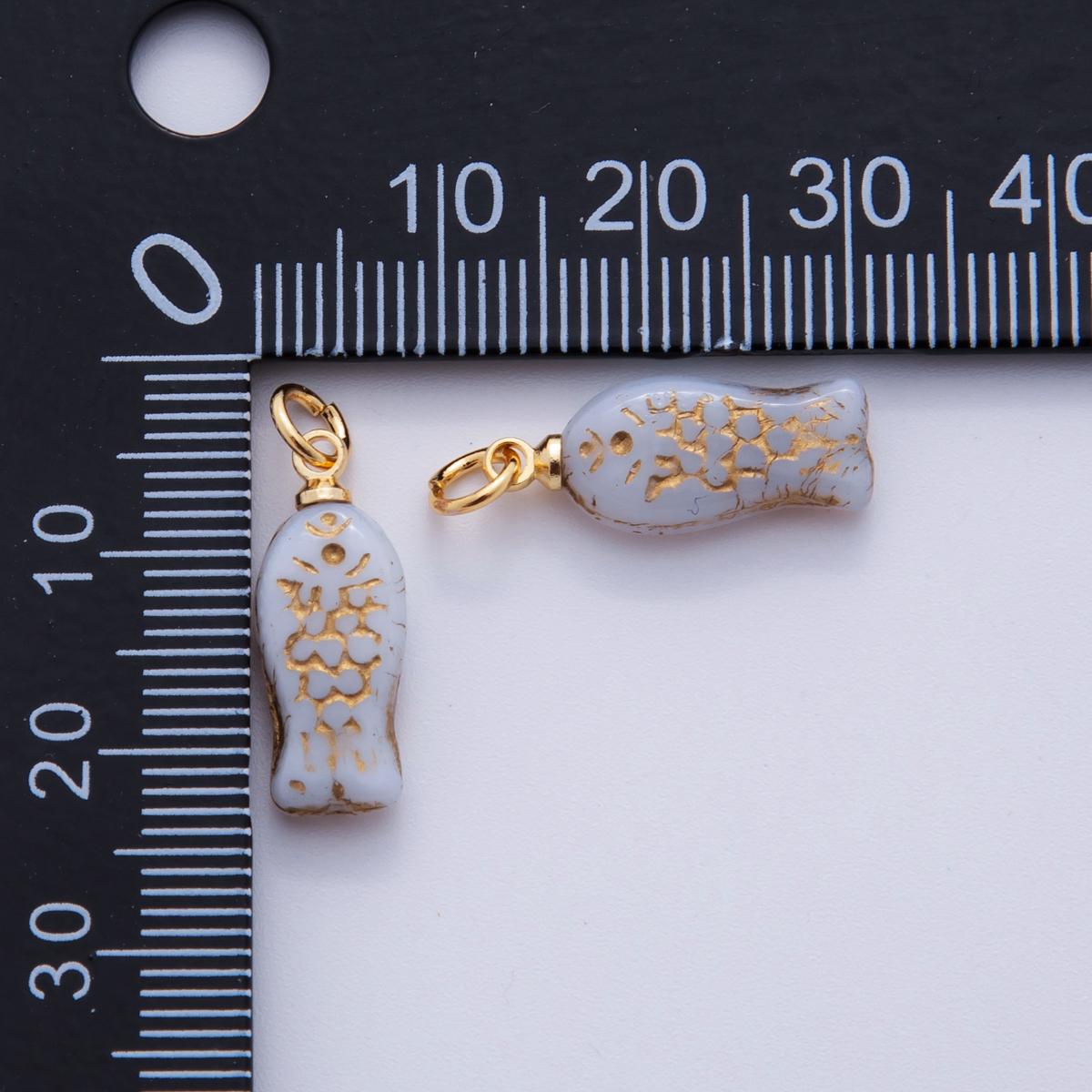18K Gold Filled Grey Scaled Fish Mini Charm | M874