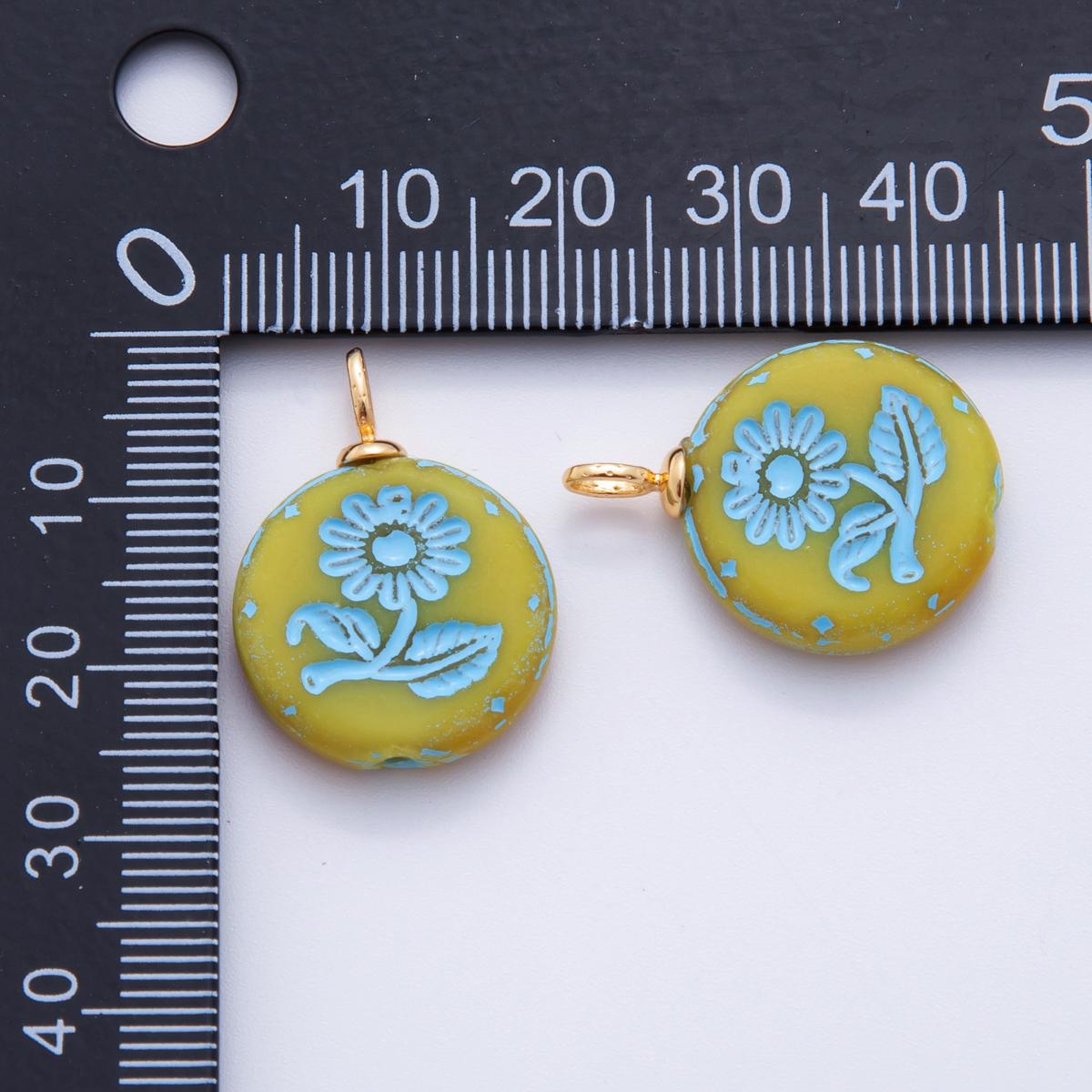 Gold Acrylic Charms Sun Flower Charm Pendant Floral Bracelet Necklace for DIY Jewelry Making Supply AF-721