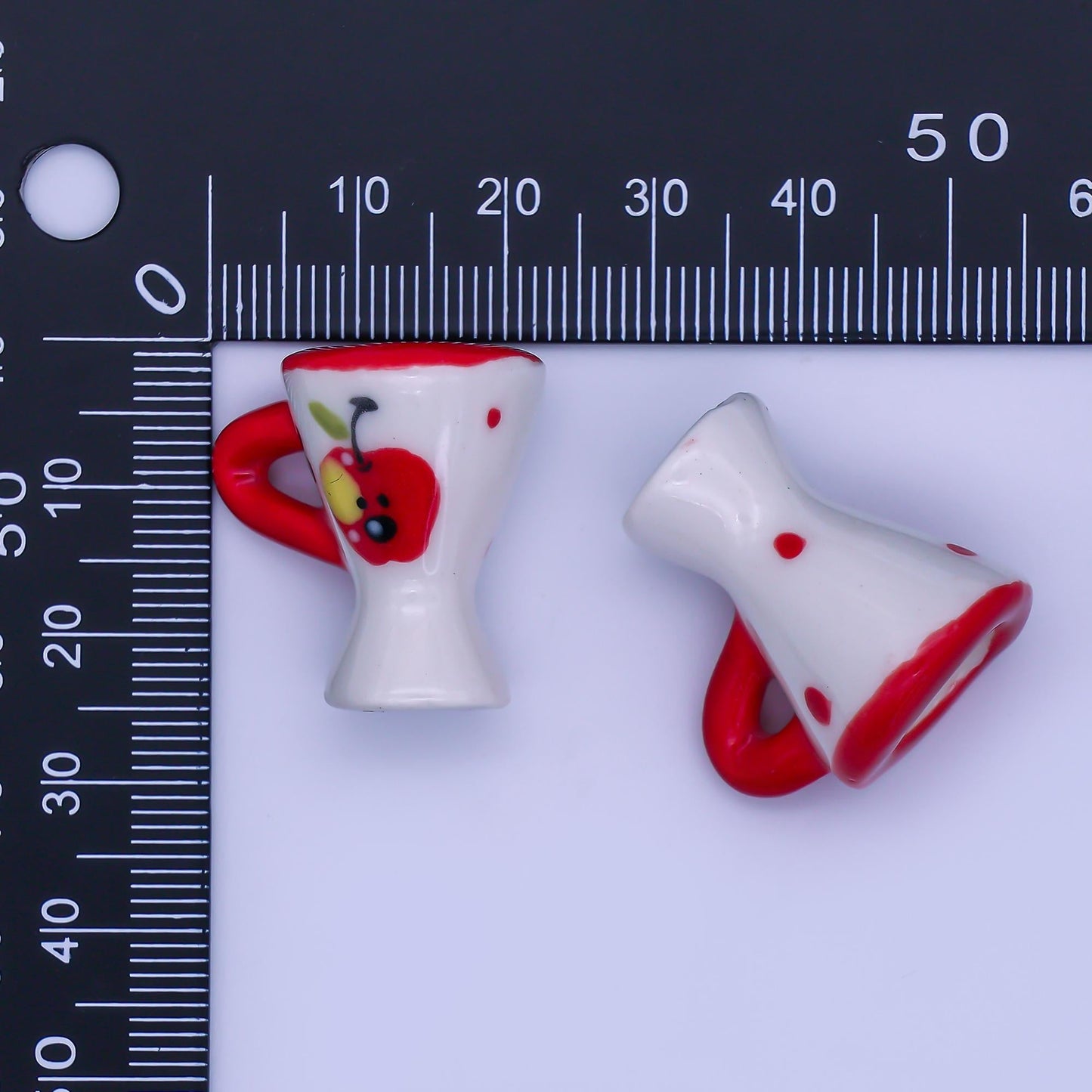 3D Glass Ceramic Charm Porcelain Apple Monitor Toppers Miniature Doll House Mugs Figurine for Teacher Appreciation Gift Idea AH-401