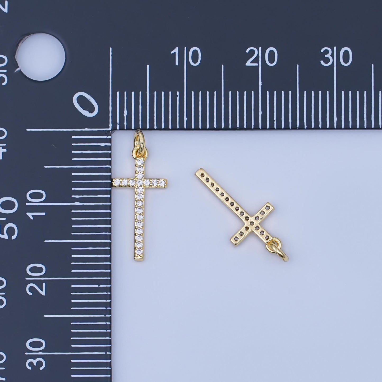 24K Gold Filled Micro Paved CZ Religious Cross Charm | AF439