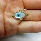 Cubic Zirconia Evil Eye Hamsa Hand Charm Connector Pendant Crystal Rhinestone CZ Pave Bracelet Gold Filled Copper Material F-247