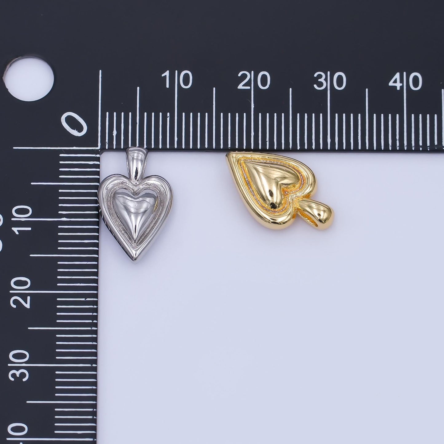 24K Gold Filled 16.5mm Chubby Heart Pendant in Gold & Silver | AH458