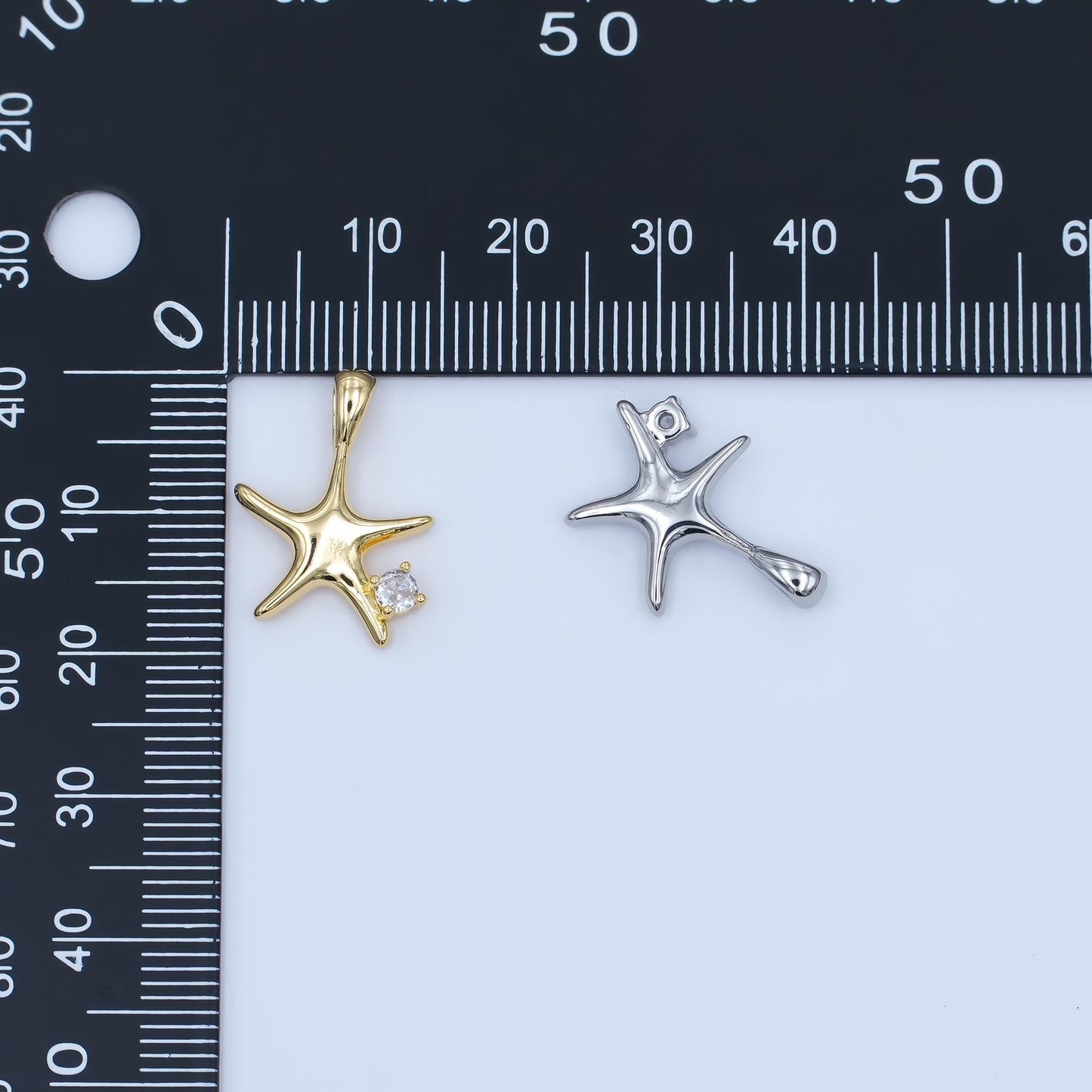 24K Gold Filled CZ Starfish Multidimensional 3D Charm in Gold & Silver | AH457