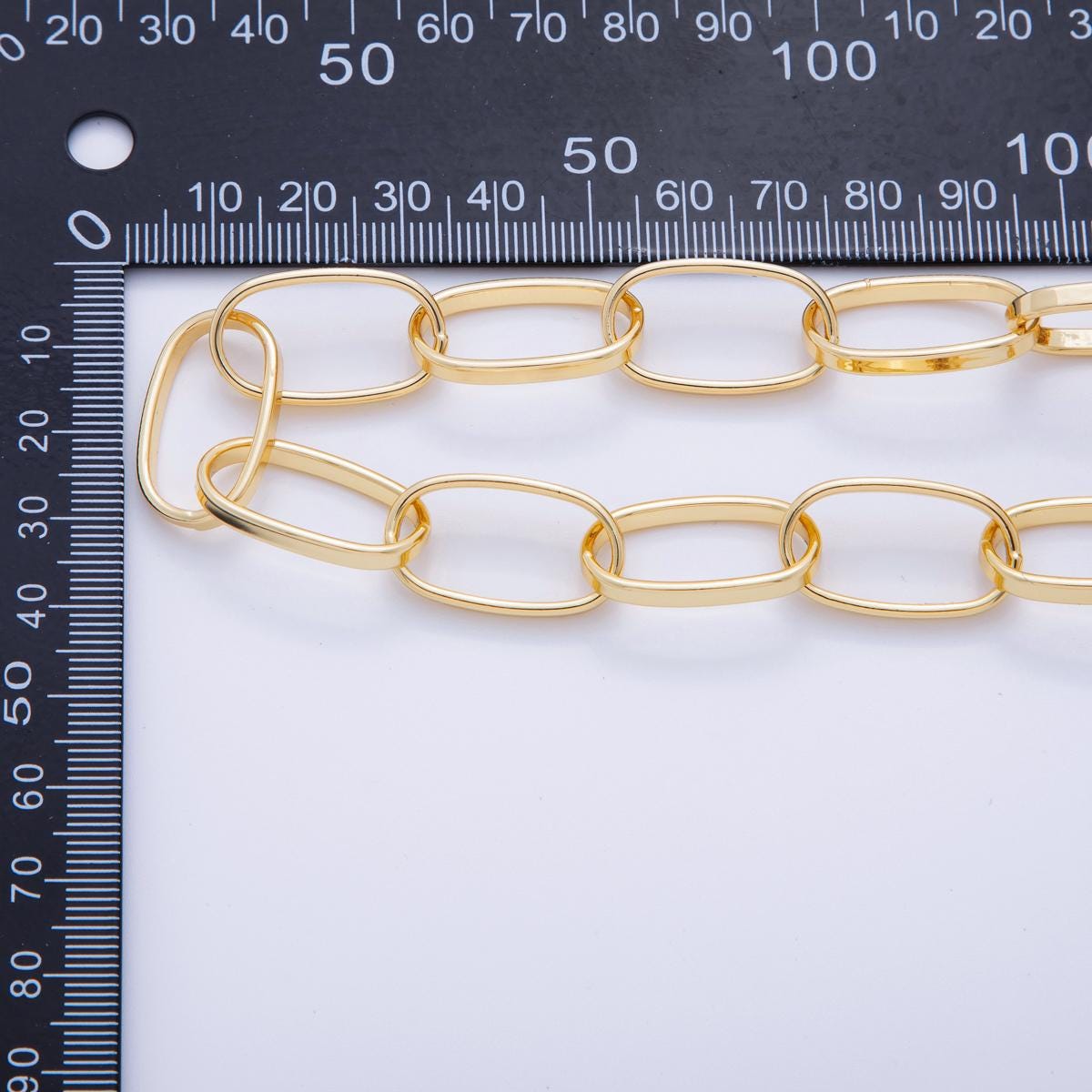 16K Gold Filled 14.2mm Minimalist Paperclip Unfinished Chain by Yard | Roll-1570