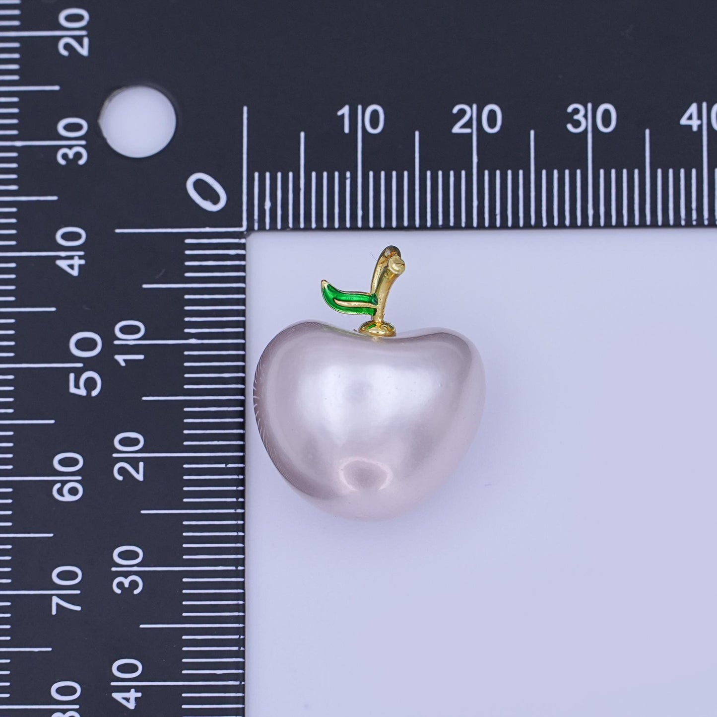 24k gold filled White Washington apple fruit charm Frosted Food Charm | ag-918