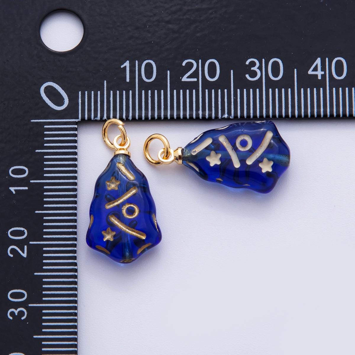 18K Gold Filled Blue Gold Lined Geometric Charm | AF287