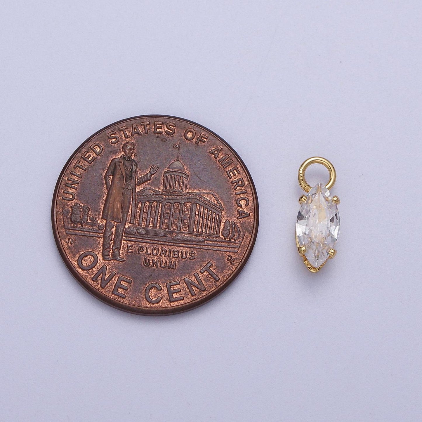 OS Gold Filled Clear Marquise Cubic Zirconia 11mm Charm | C-353
