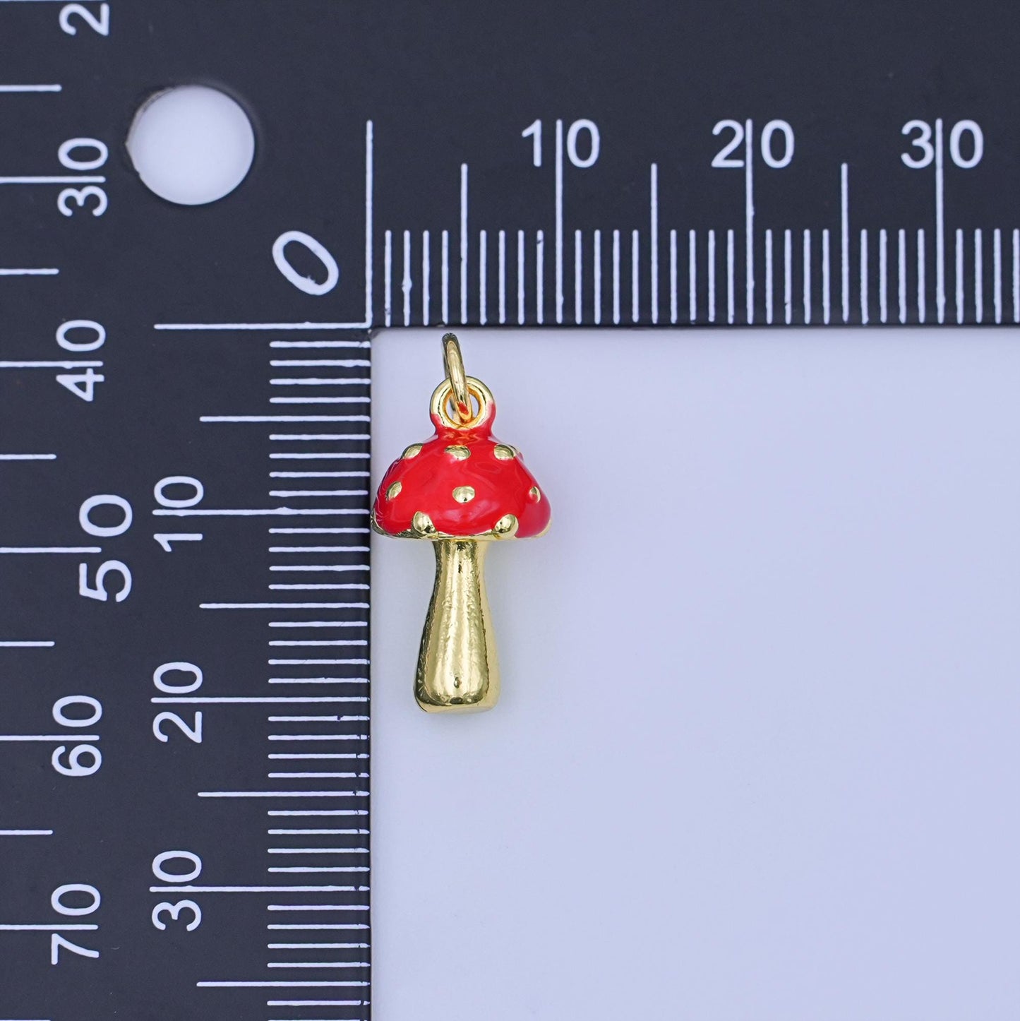 24K Gold Filled Red Mushroom Multidimensional 3D Charm | W468