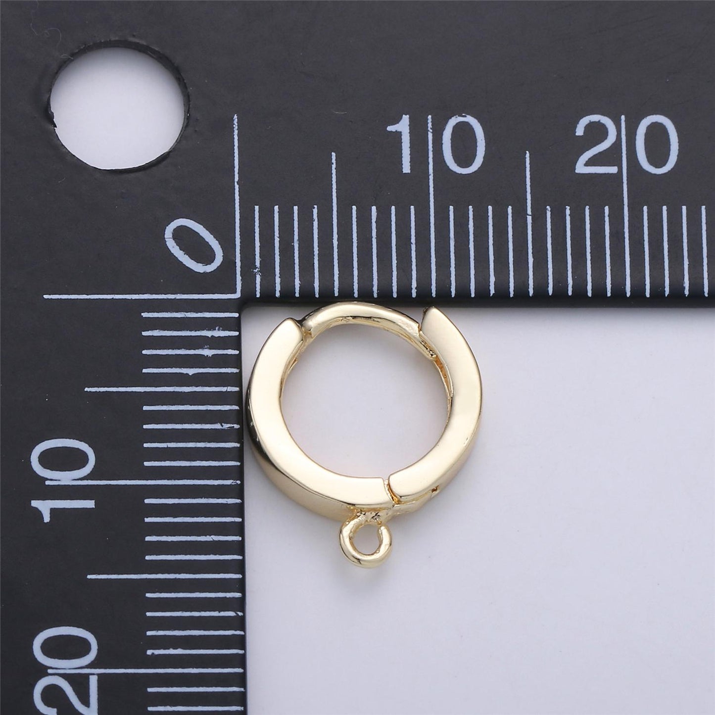 Sterling Silver Earring Findings - Open Link earring Post, 925 sterling silver 12mm Huggie hoop earring K-519