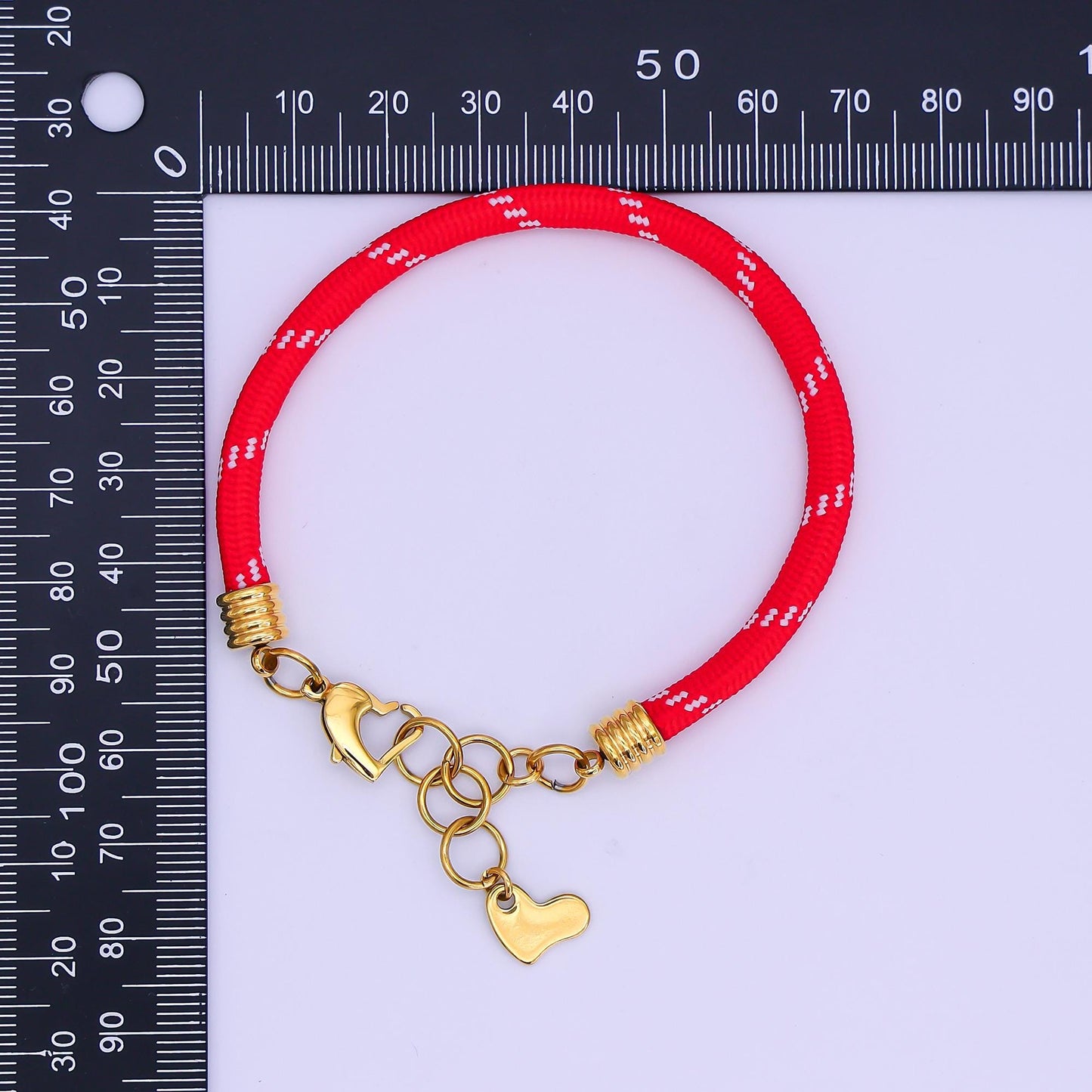 Stainless Steel 5mm Red, Green Heart Summer Sport Cord Bracelet | WA-3159 WA-3160