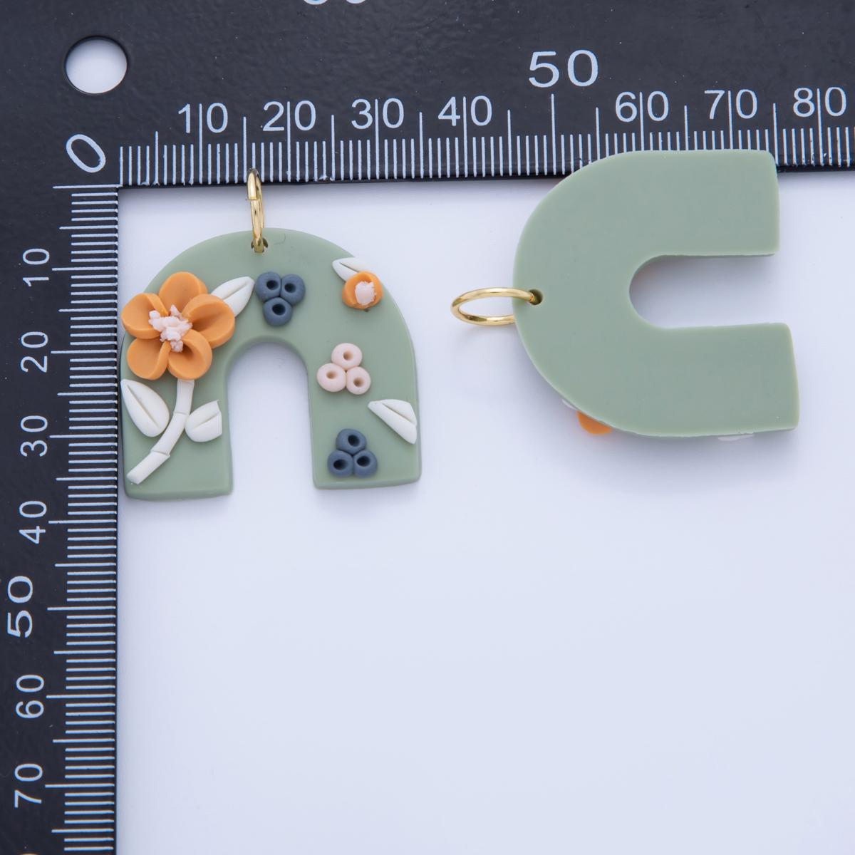 Handmade Polymer Clay U Pendant Garden Floral Charms Pastel Boho Earring Components Drop Dangle Earring Jewelry DIY Supply AF-366