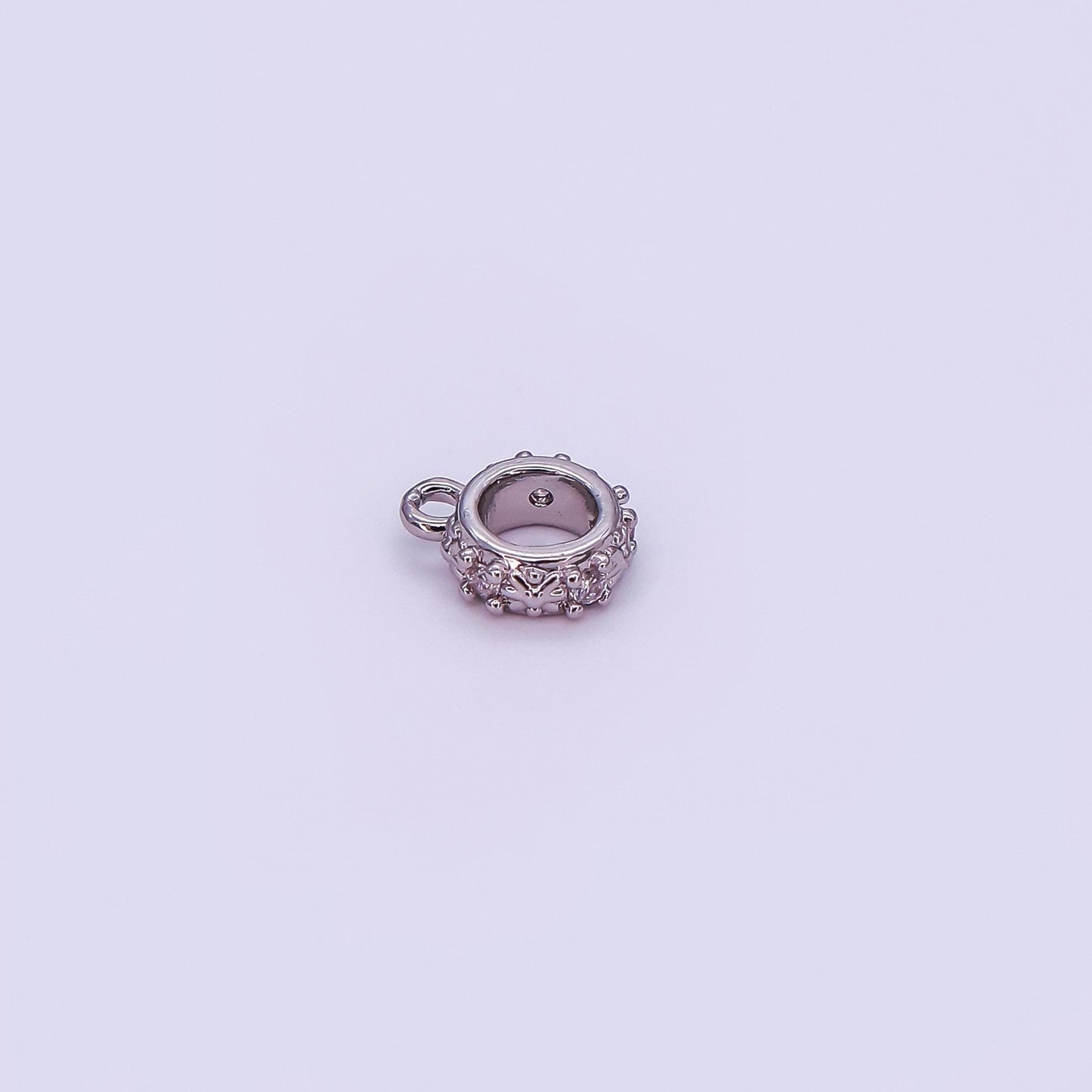 CZ Gold bail beads spacer with closed link for charm holder spacer with loop cord bails slider bails, spacer ring Z-1281