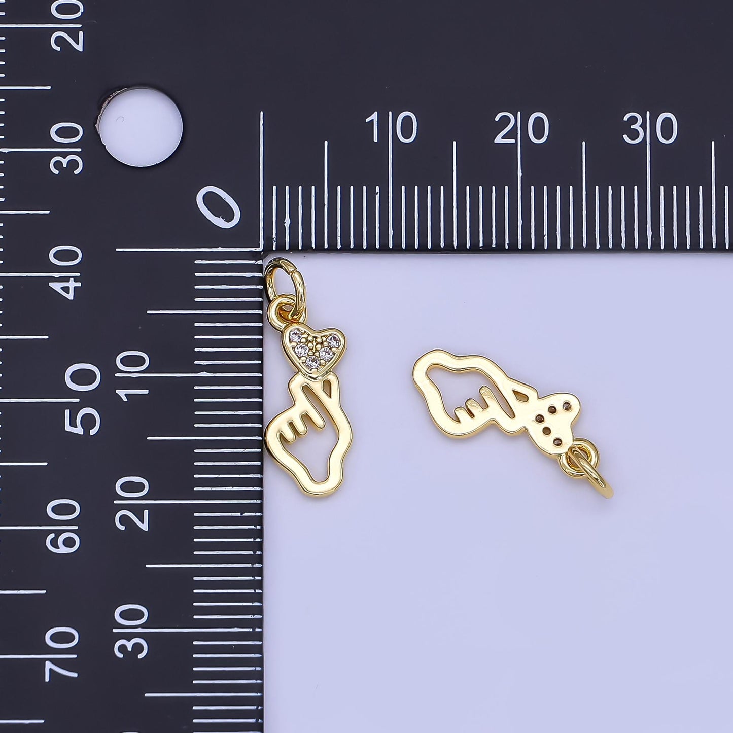 24k Gold Filled mini heart love hand gesture open charm korean style | N-1244