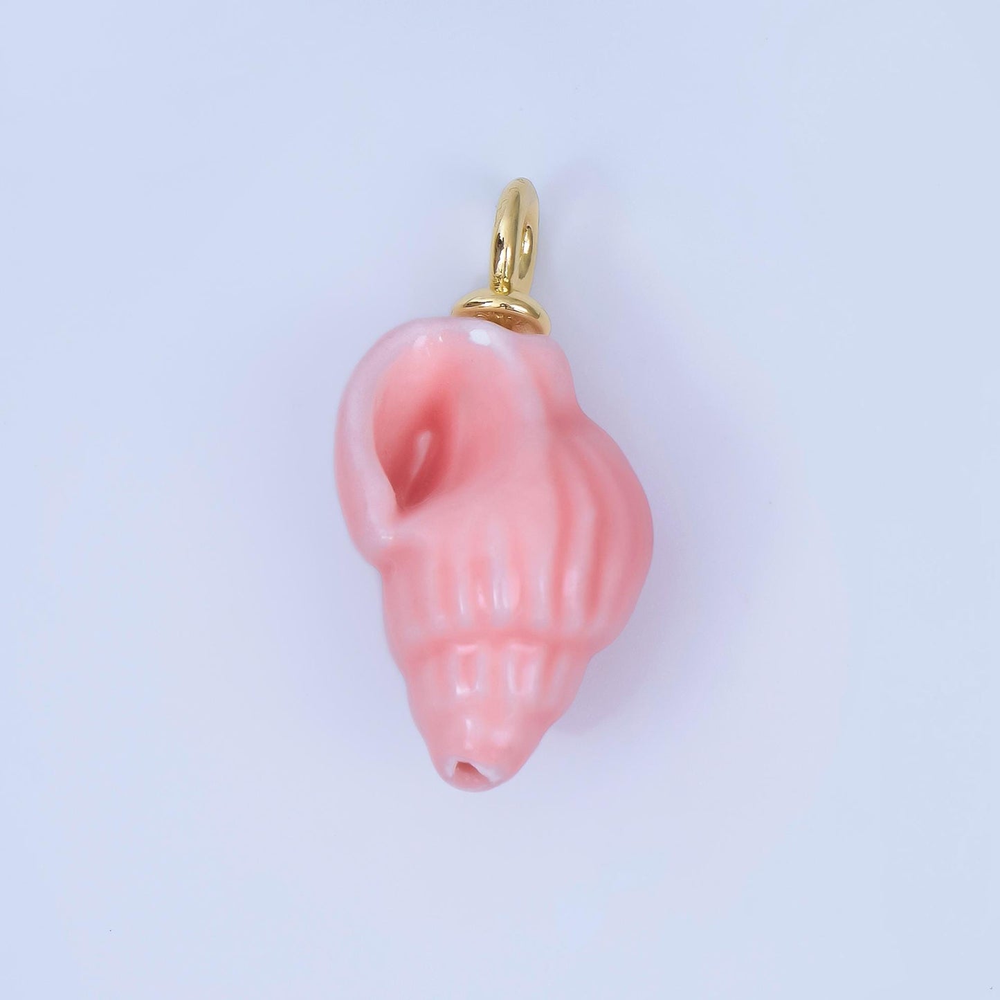 24K Gold Filled Blue Conch Sea Shell Ceramic Drop Pendant | C-582