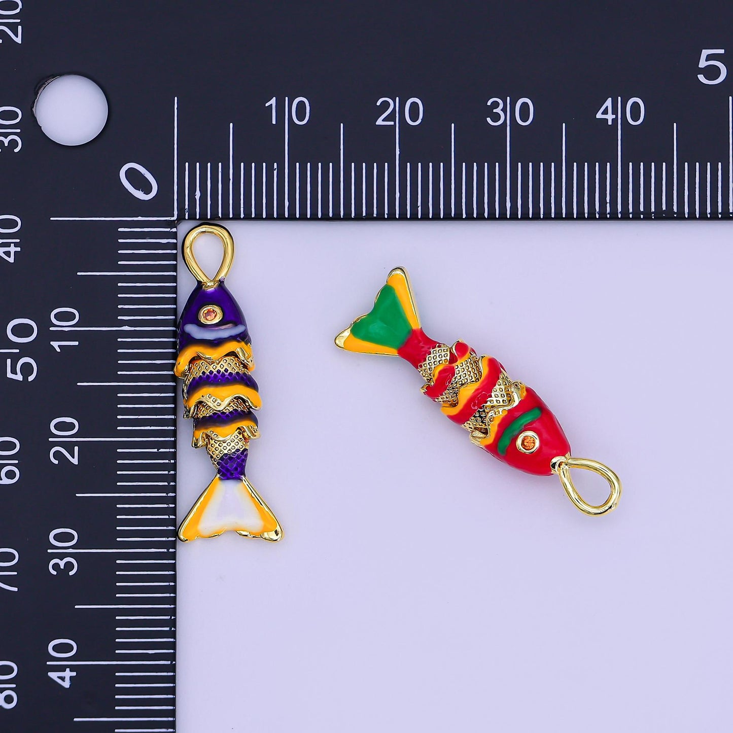 Colorful Enamel 3d movable fish 24k gold filled pendant gold fish charm for necklace fish lover gift AH-492
