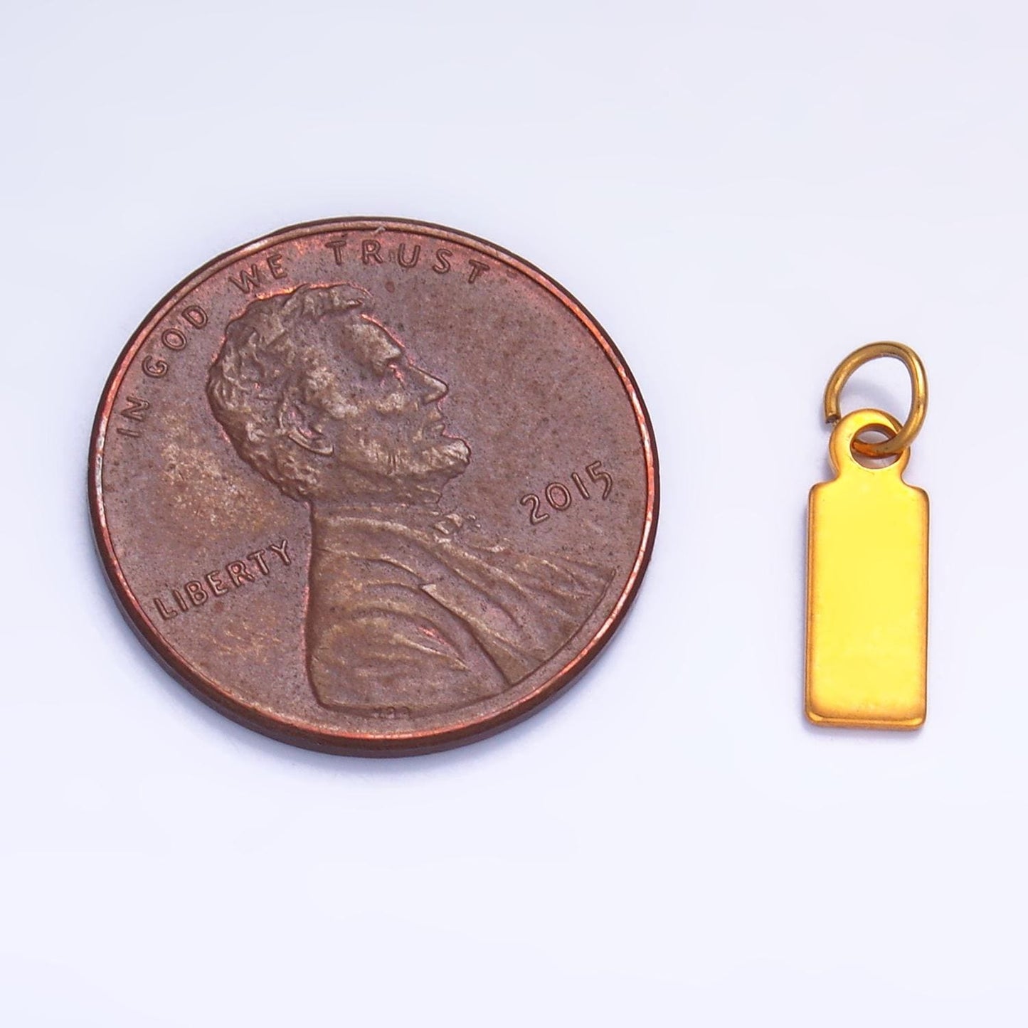 10x Mini Gold Engraved Stainless Steel Tag Pendant for Personalize Front, Back or Both Blank Tag Jewelry Making Supply 8mm Round Charm P659