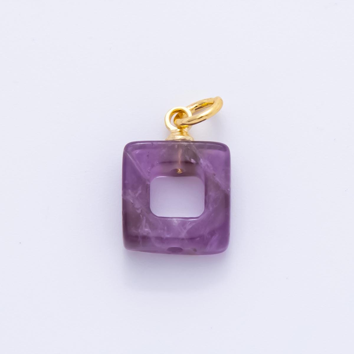 Mini 18K Gold Filled Citrine Open Square Charm Pendant for DIY Jewelry, Bracelets, Necklaces, and Craft Supplies AG-295