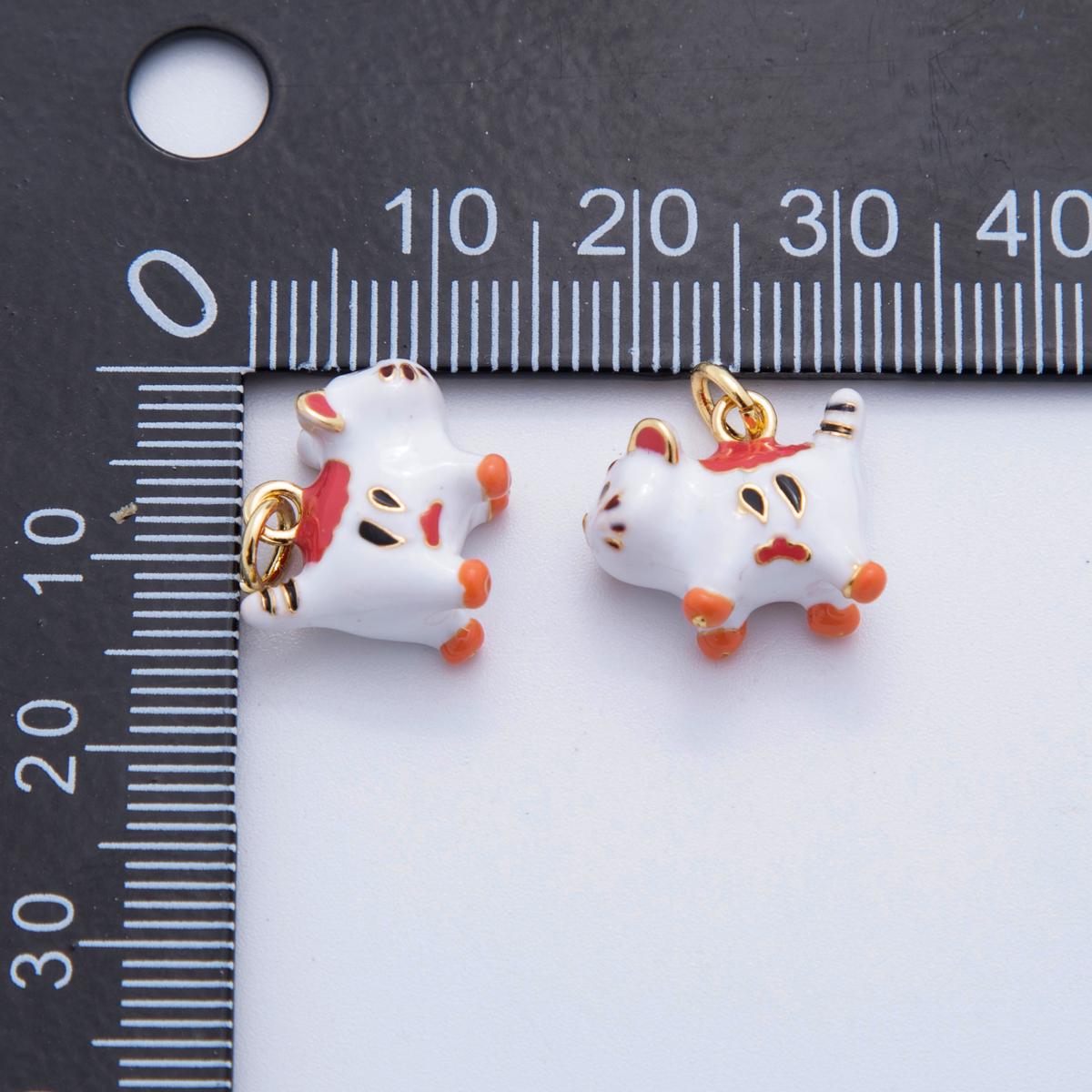 Mini White Ceramic Cat Pendant, 24K Gold Filled Kitten Kitty Animal Charm For Necklace Bracelet Component AF
