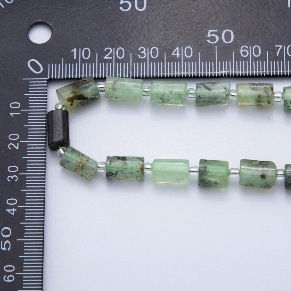 Natural Green Prehnite Bead Stone Cylinder gemstone beads Tube barrel beads 10x6 mm WA-1650
