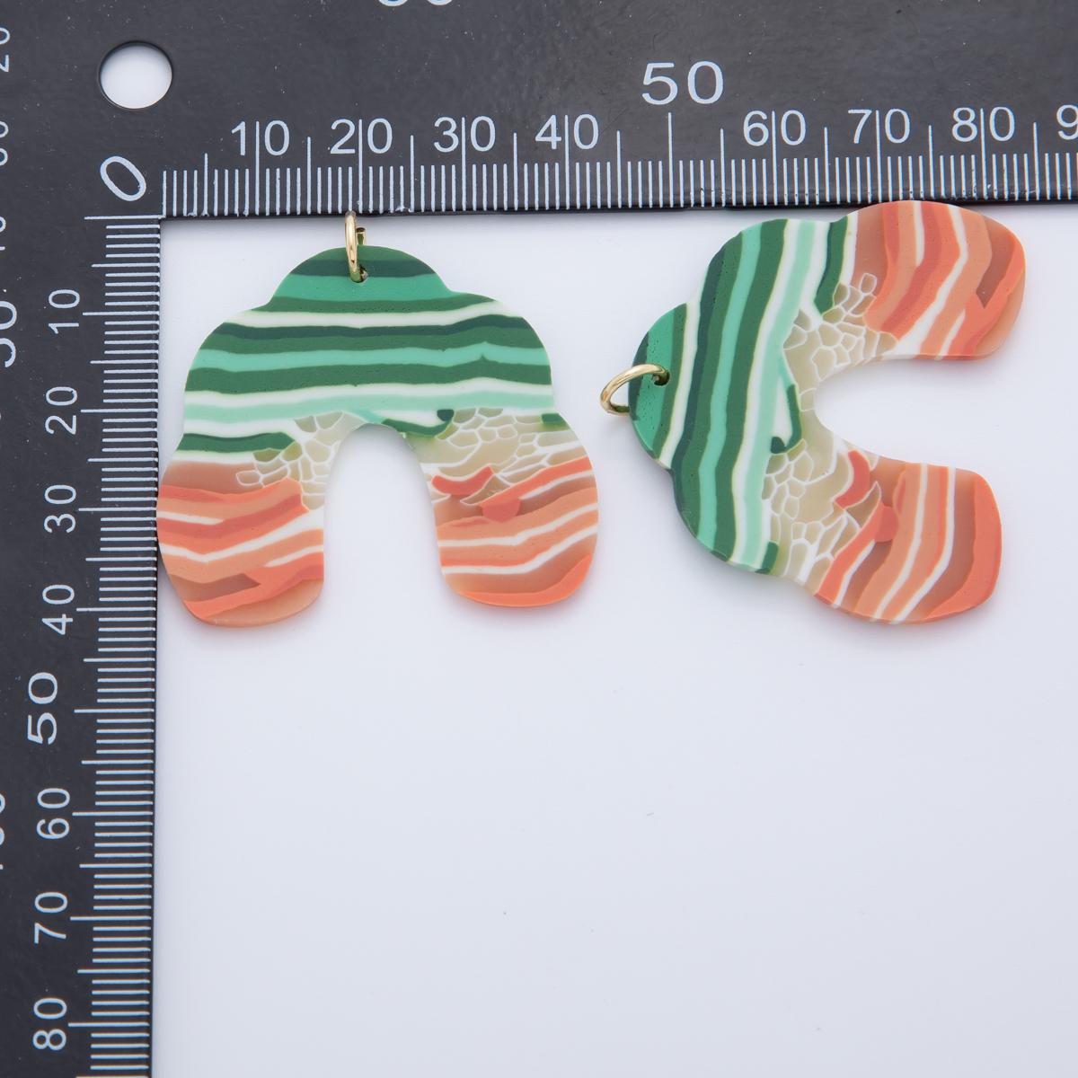 Handmade GREEN Polymer Clay U Pendant Garden Floral Charms Pastel Boho Earring Components Drop Dangle Earring Jewelry DIY Supply AF-373