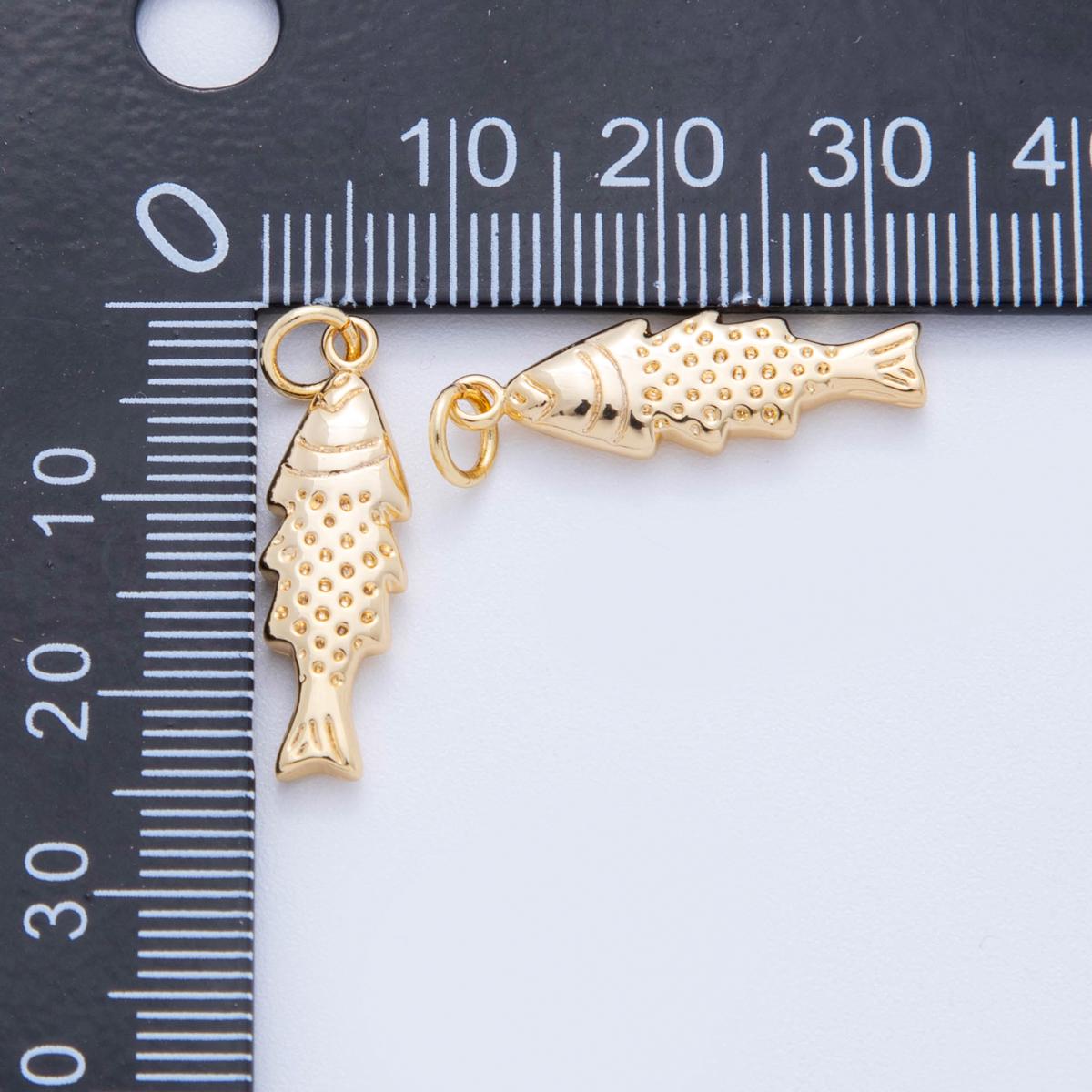 Dainty Gold fish Charms 18K Gold Filled CZ fish Pendant, fish Charm Bracelet Necklace for DIY Jewelry Making Supply E-711