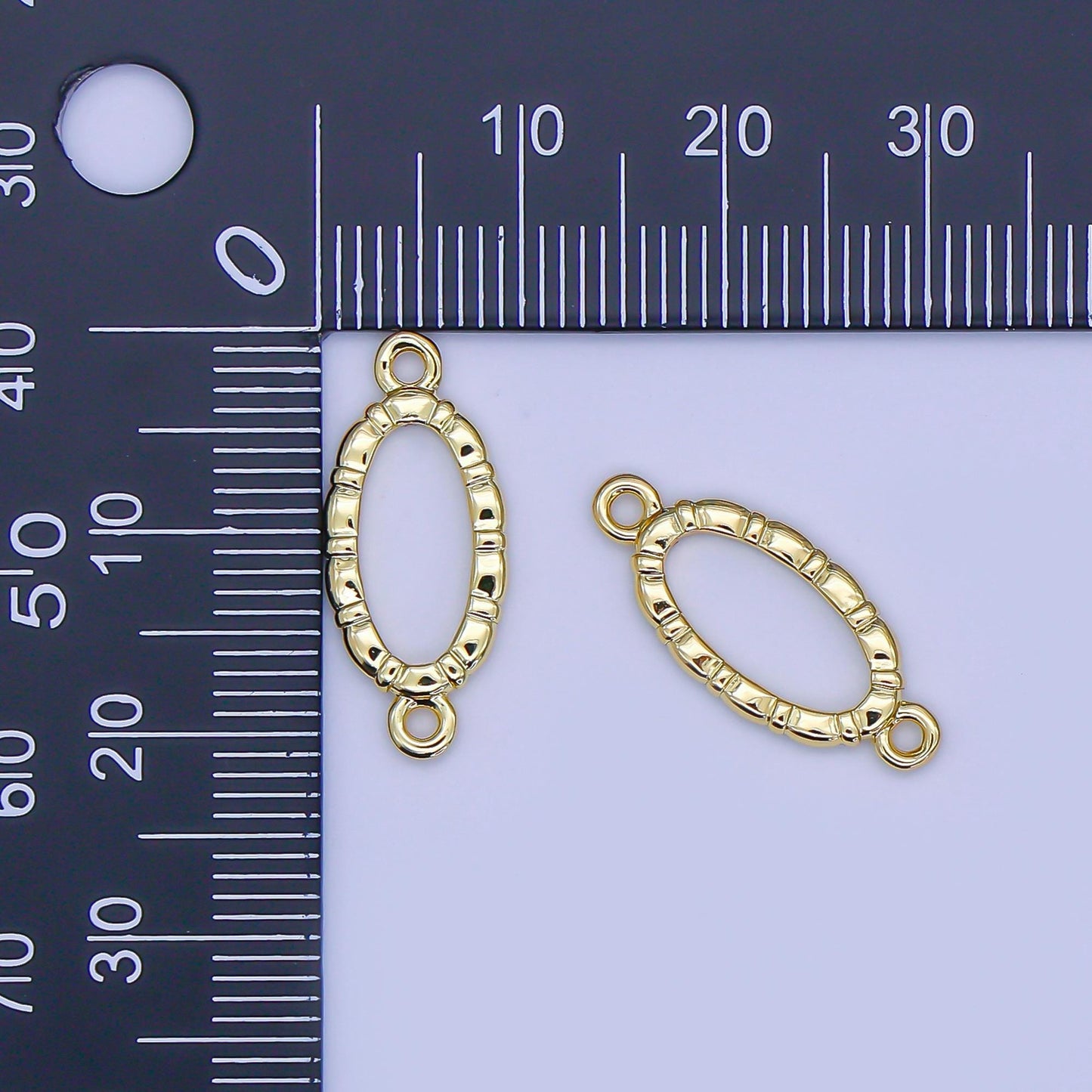 Hammered Oval gold charm Connector for necklace bracelet women Y-015