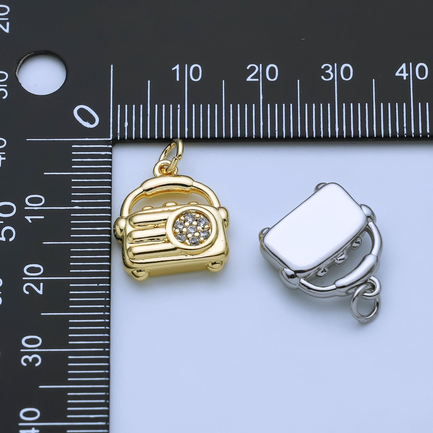 24k gold filled Mini Radio Charm Silver Retro Gadget pendant | AJ-370