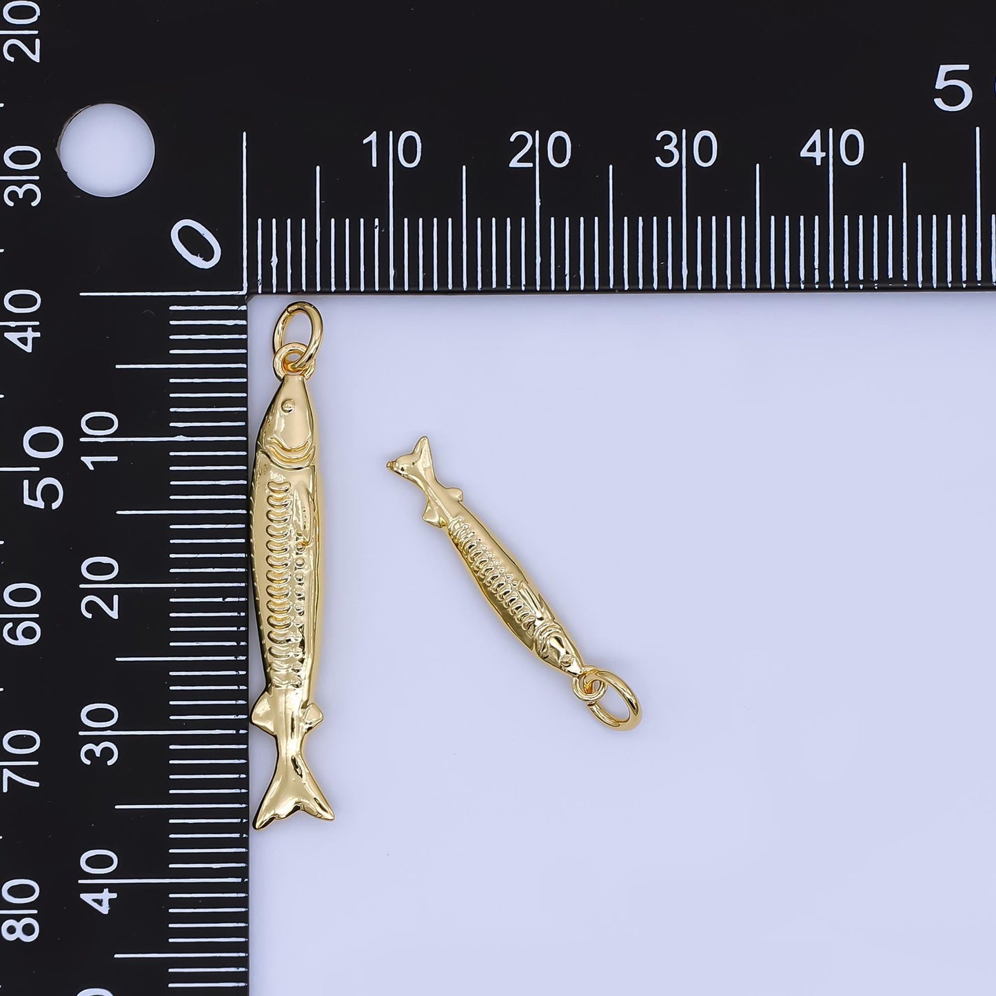 Long 24k Gold Filled Fish Charm Dainty Fisherman Ocean Sea Charm Bracelet Necklace for DIY Jewelry Making Supply AJ466