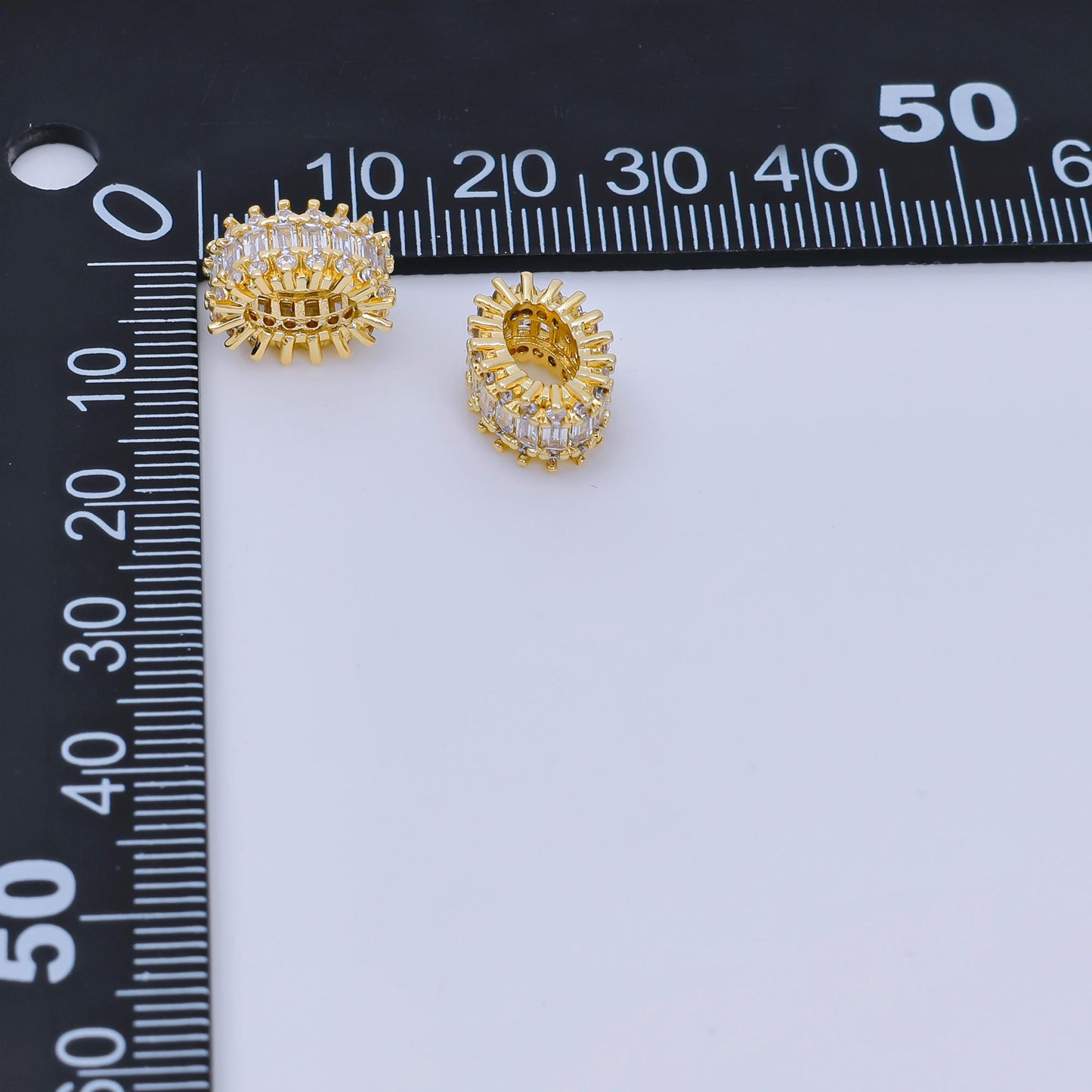 Oval gold cz baguette spacer beads for diy beaded bracelet jewelry charms rondelle bead spacer bead size 9mm bead B-917