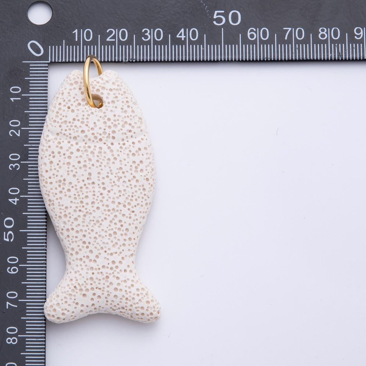 Big Lava Stone Fish Pendant Natural Stone Fish Charm for Necklace Jewelry Making Supply 18k Gold Filled Charm AH-892