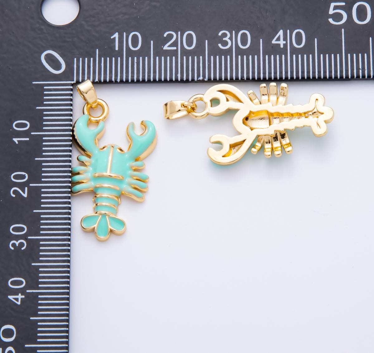 Dainty Red Lobster Charms 18K Gold Filled Enamel Lobster Pendant Sea Life Ocean Charm Bracelet Necklace for DIY Jewelry Making Supply AH-793