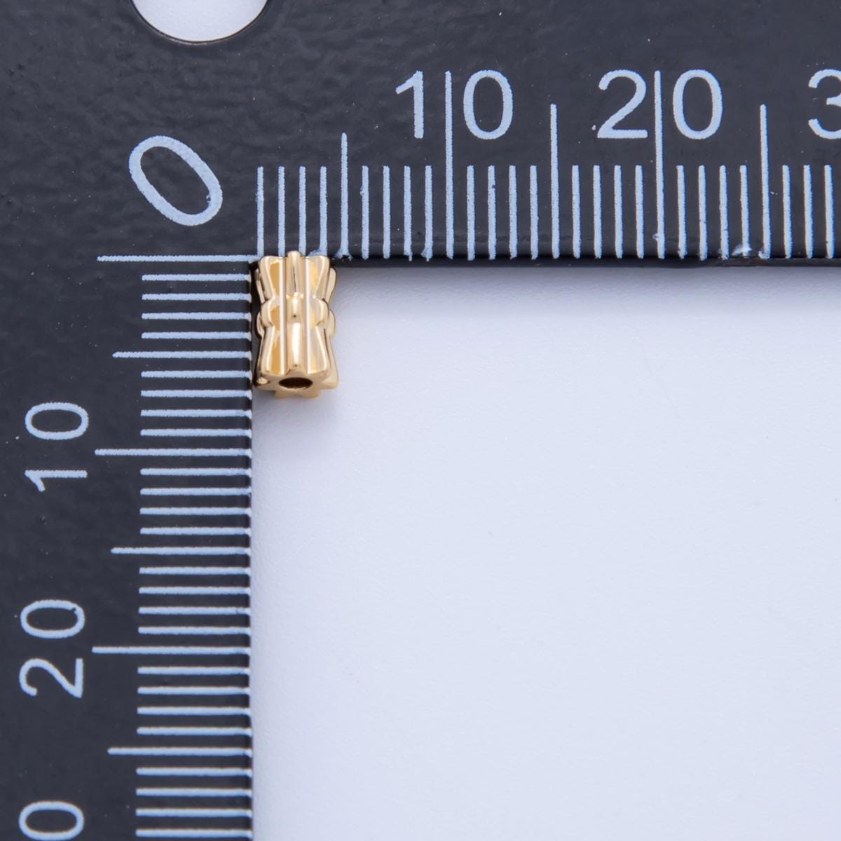 18K Gold Filled 4mm Geometric Lined Tube Bead Spacer Set by 10 Pieces | B823